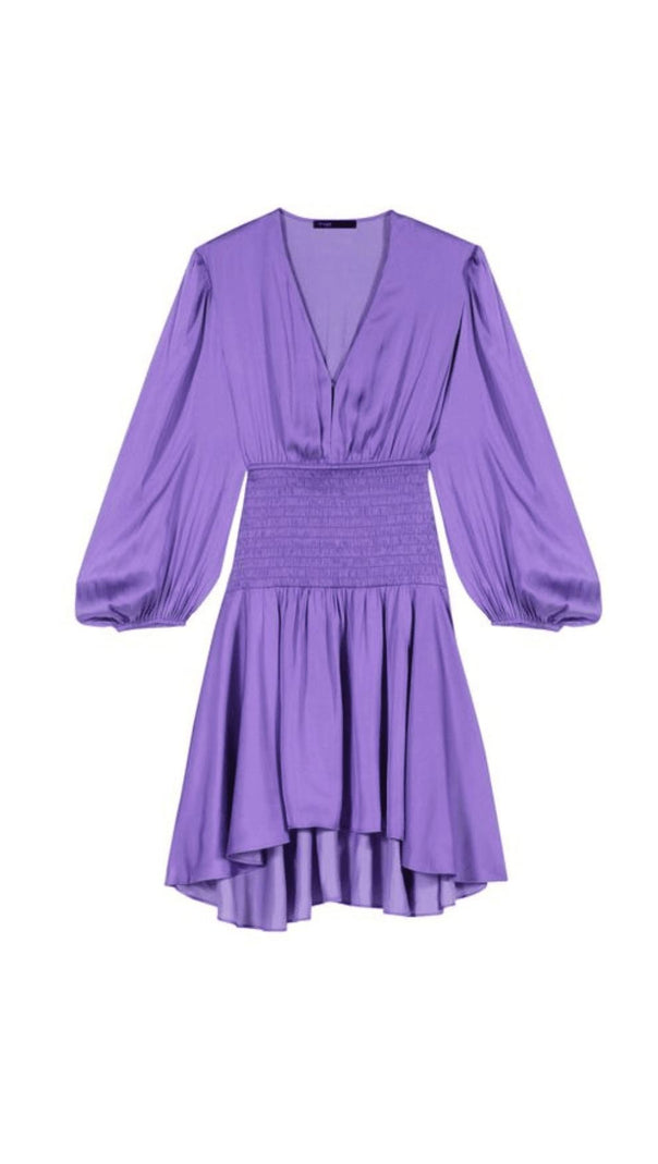 AIIZIE PURPLE SMOCKED TRIM DRESS - product image