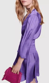 PURPLE SMOCKED TRIM DRESS