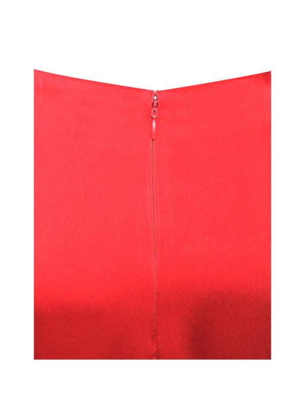 RED CRYSTAL HIGH SLIT SATIN CORSET GOWN
