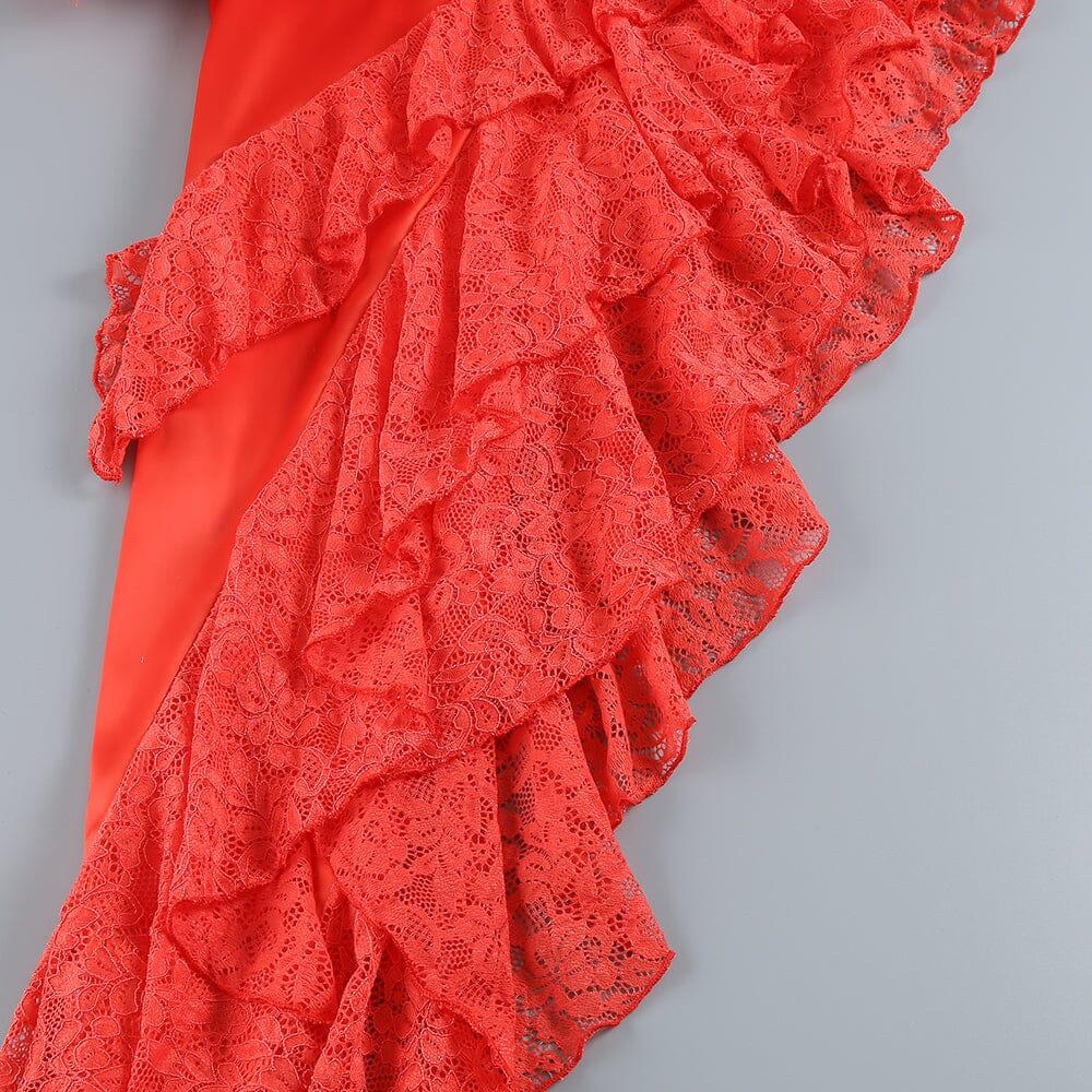 AIIZIE RED LACE SATIN CORSET DRESS - product image