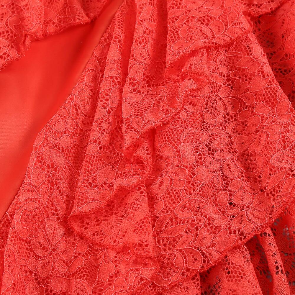 AIIZIE RED LACE SATIN CORSET DRESS - product image