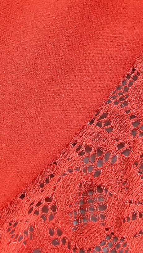 RED LACE SATIN CORSET DRESS