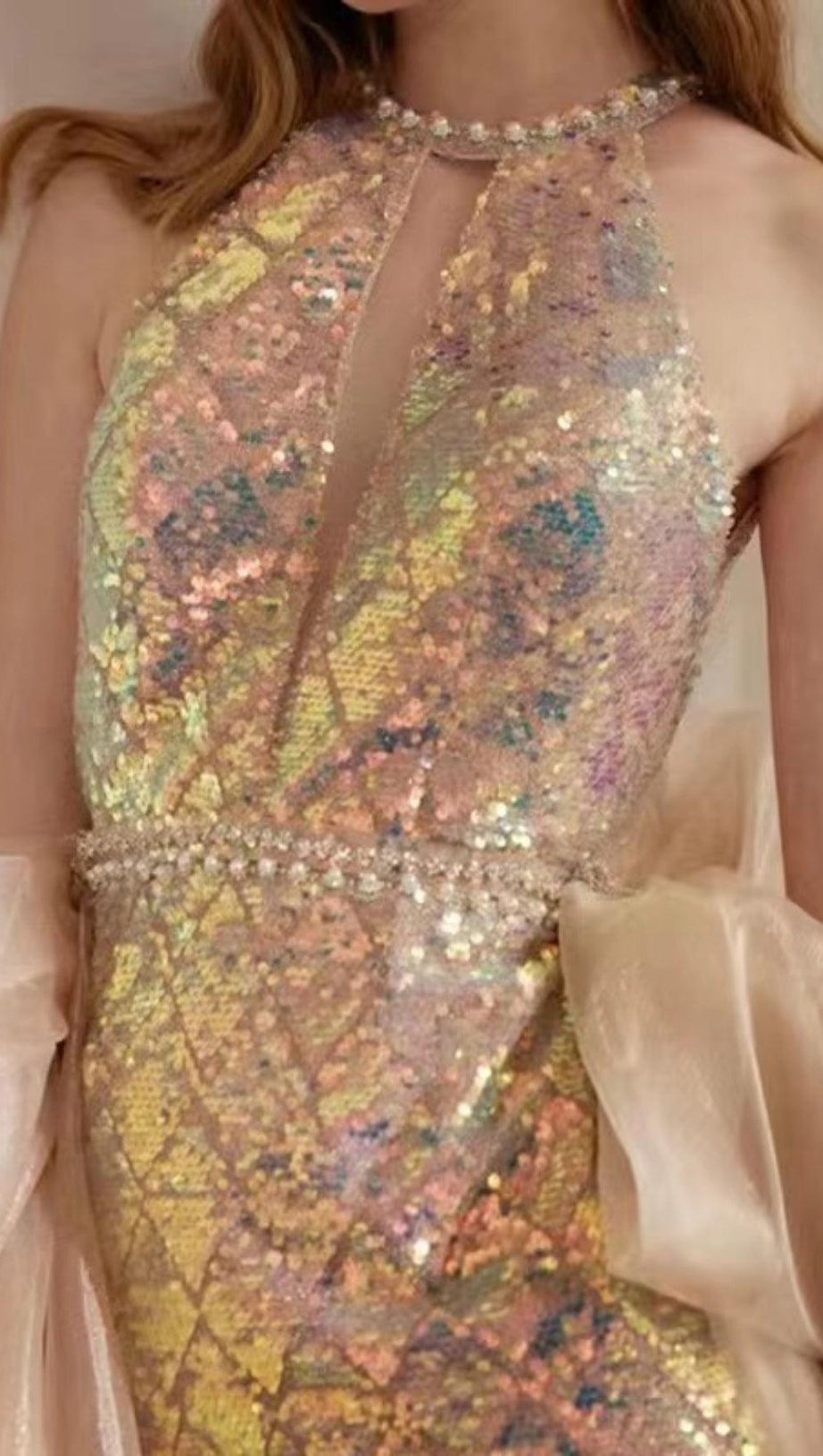 MINI ABITO CON FIOCCO IN GARZA E PAILLETTES