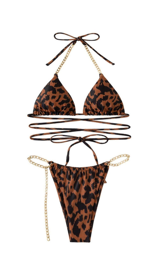 AIIZIE LEOPARD PRINT BIKINI IN BROWN - product image