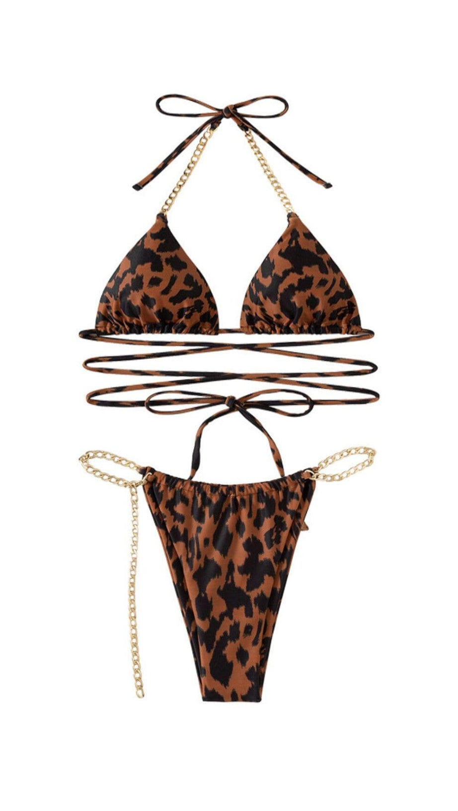 BIKINI CON STAMPA LEOPARDATA MARRONE