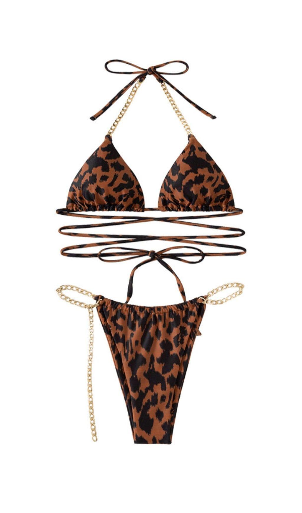 LEOPARDENMUSTER-BIKINI IN BRAUN