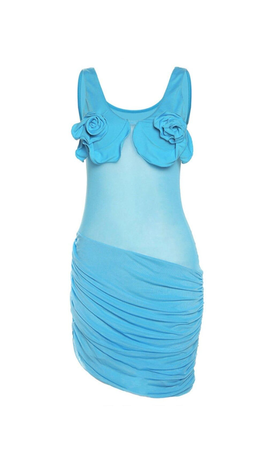U NECK FLOWER MESH DRESS