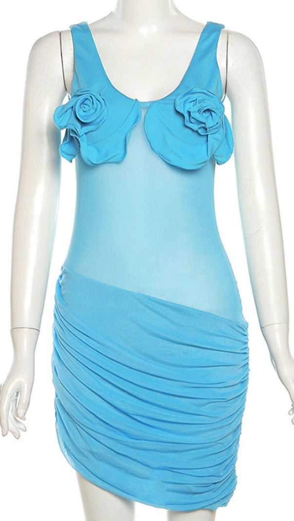 AIIZIE U NECK FLOWER MESH DRESS - product image