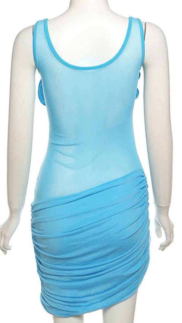 AIIZIE U NECK FLOWER MESH DRESS - product image
