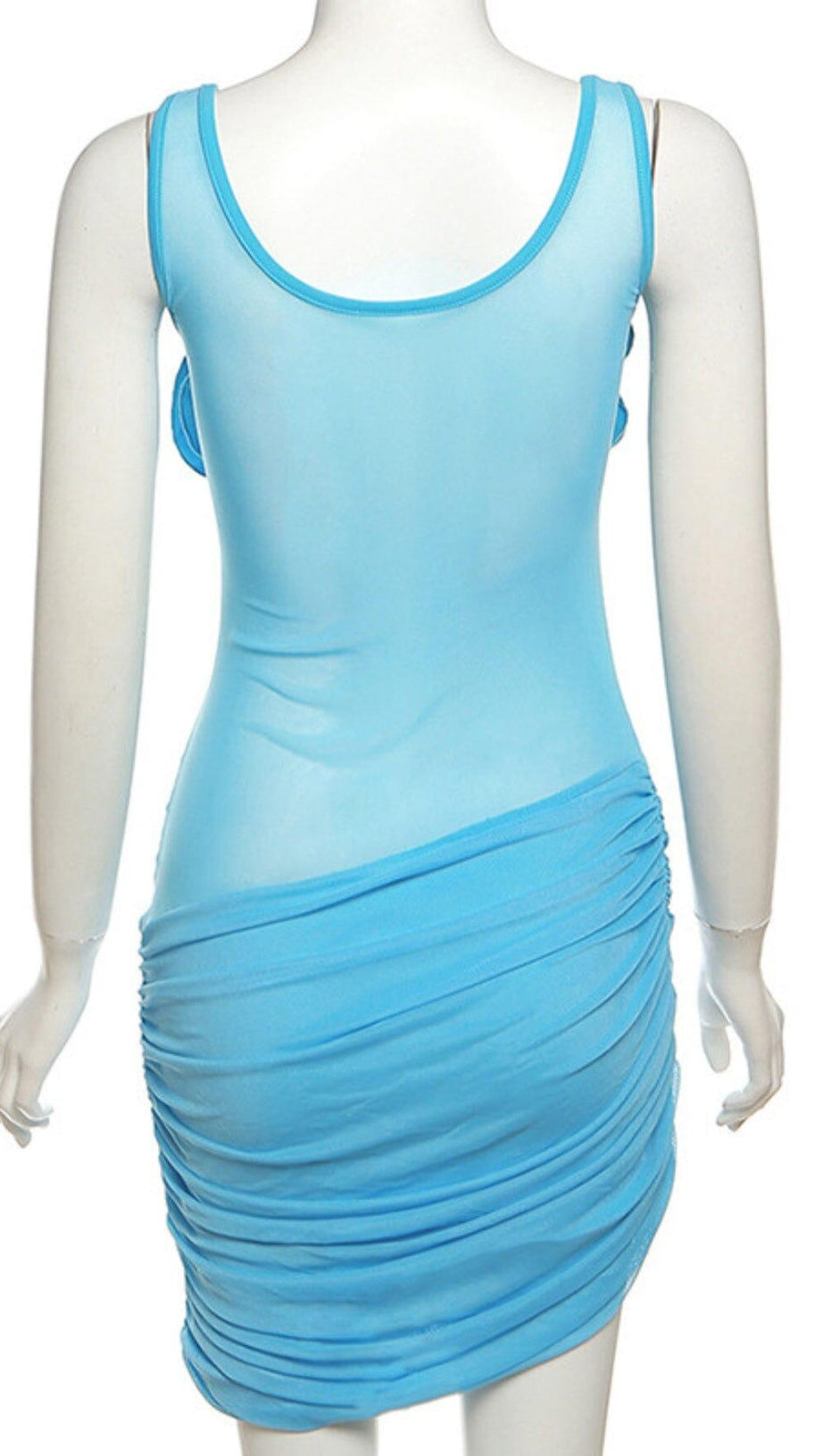 U NECK FLOWER MESH DRESS