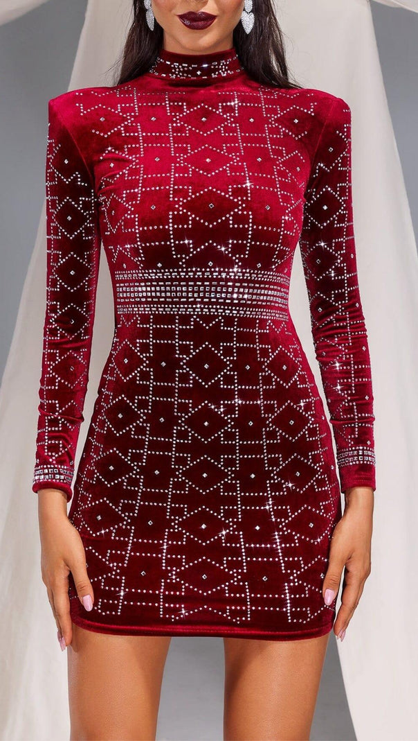 AIIZIE VELVET MINI DRESS IN RED - product image