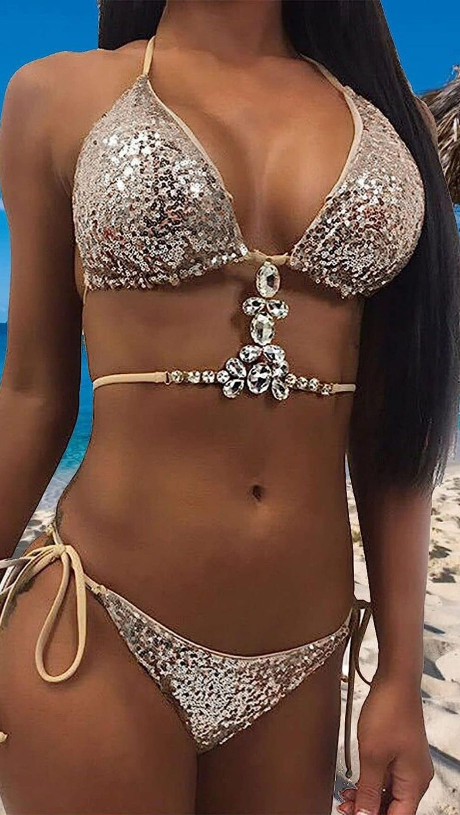 BIKINI CON PAILLETTES ORO