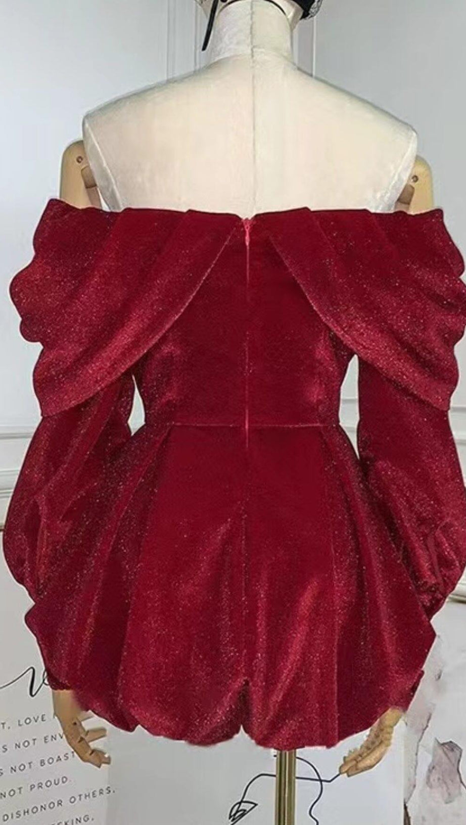 VELVET STRAPLESS JUMPSUIT IN RED