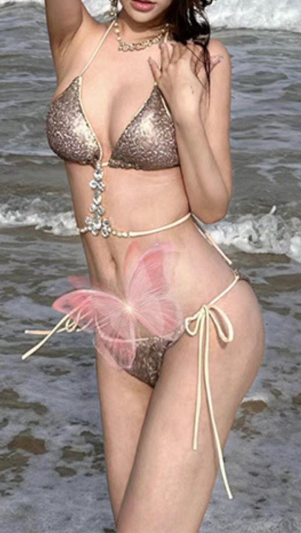 AIIZIE GOLD SEQUIN BIKINI - product image