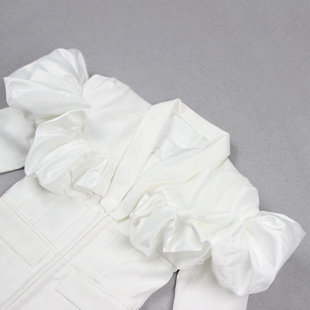 AIIZIE WHITE LONG SLEEVE PUFF DETAIL BLAZER DRESS - product image