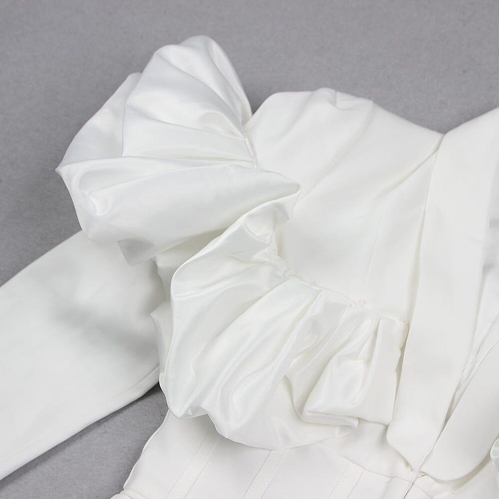 AIIZIE WHITE LONG SLEEVE PUFF DETAIL BLAZER DRESS - product image