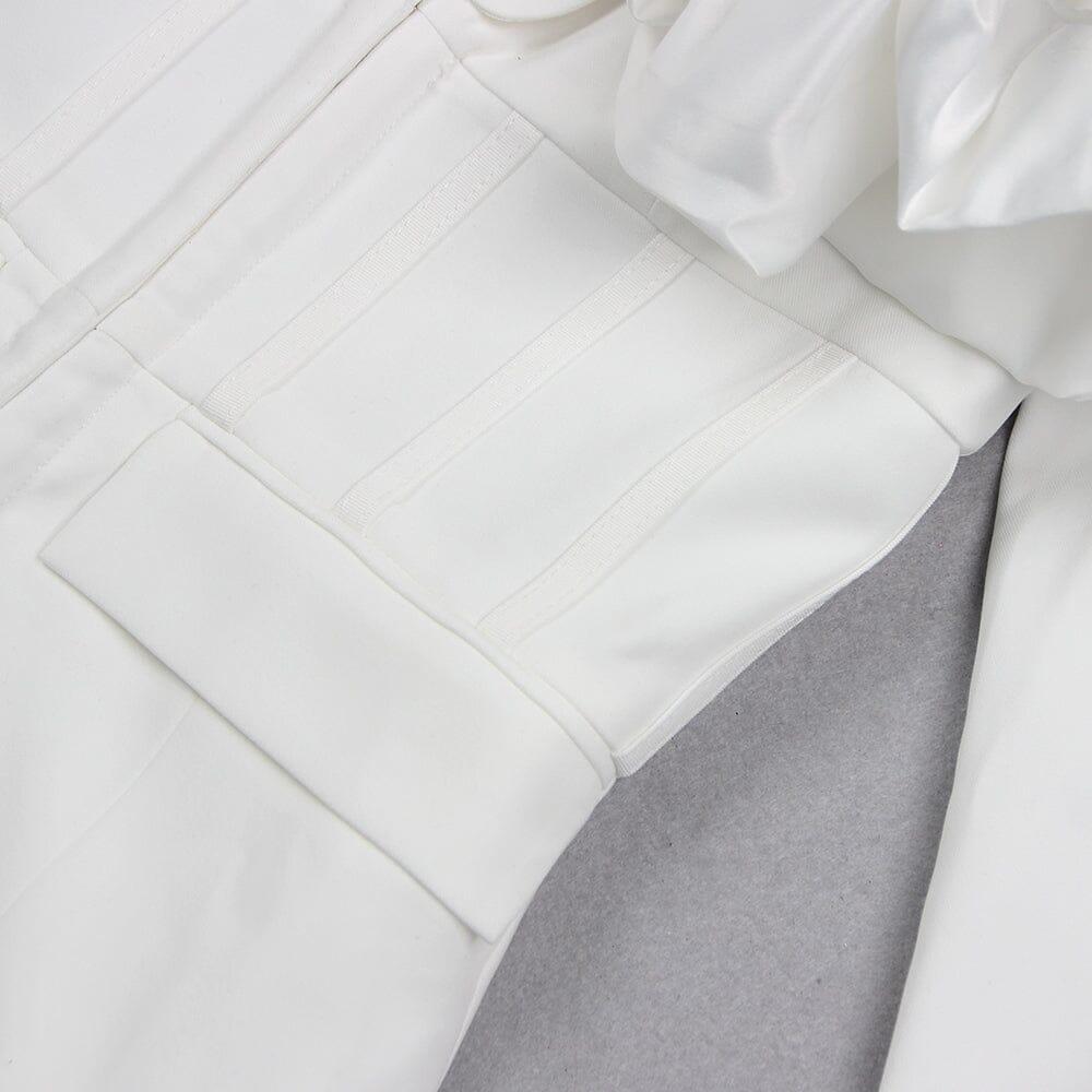 AIIZIE WHITE LONG SLEEVE PUFF DETAIL BLAZER DRESS - product image