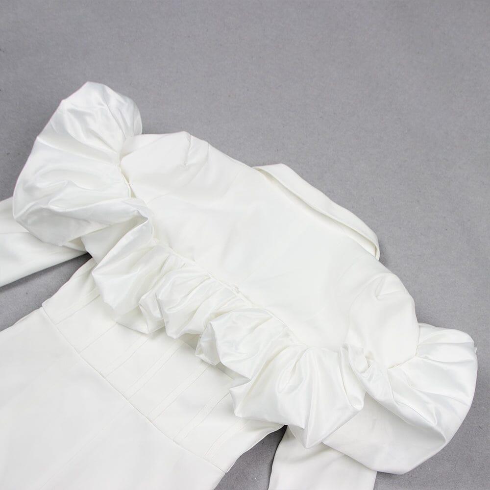 AIIZIE WHITE LONG SLEEVE PUFF DETAIL BLAZER DRESS - product image