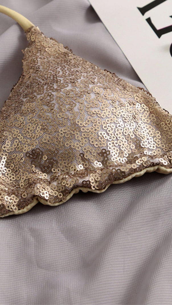 AIIZIE GOLD SEQUIN BIKINI - product image