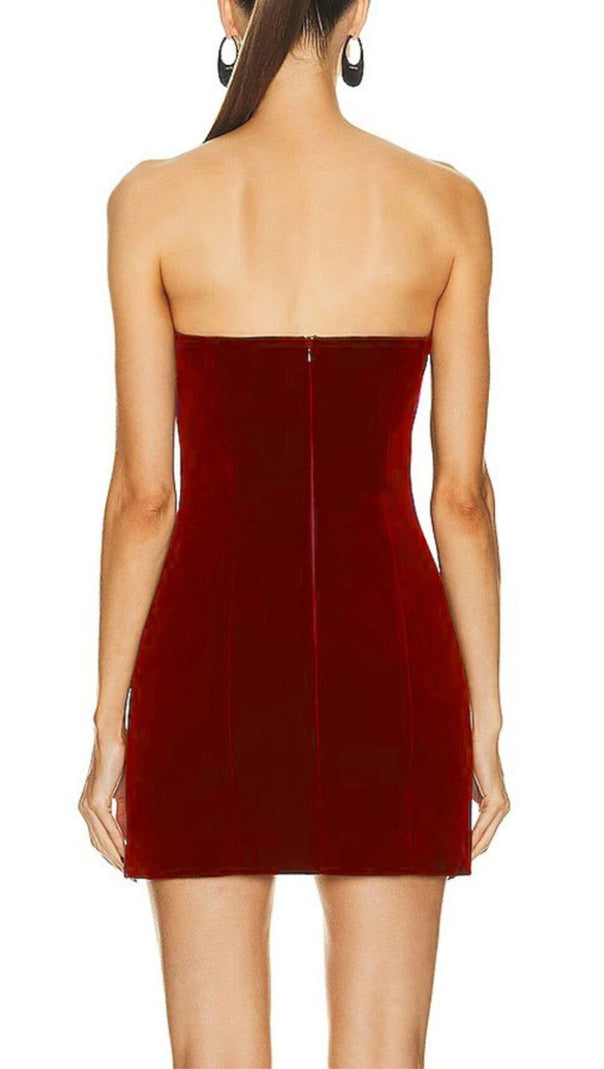 AIIZIE WINE RED STRAPLESS CUTOUT MINI DRESS - product image