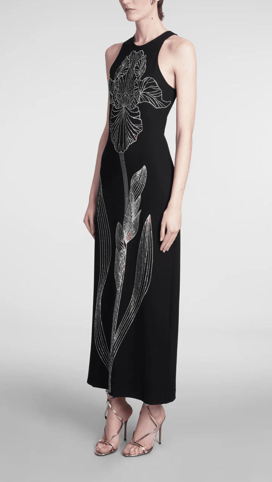 CRYSTAL EMBELLISHED SHEATH MAXI DRESS