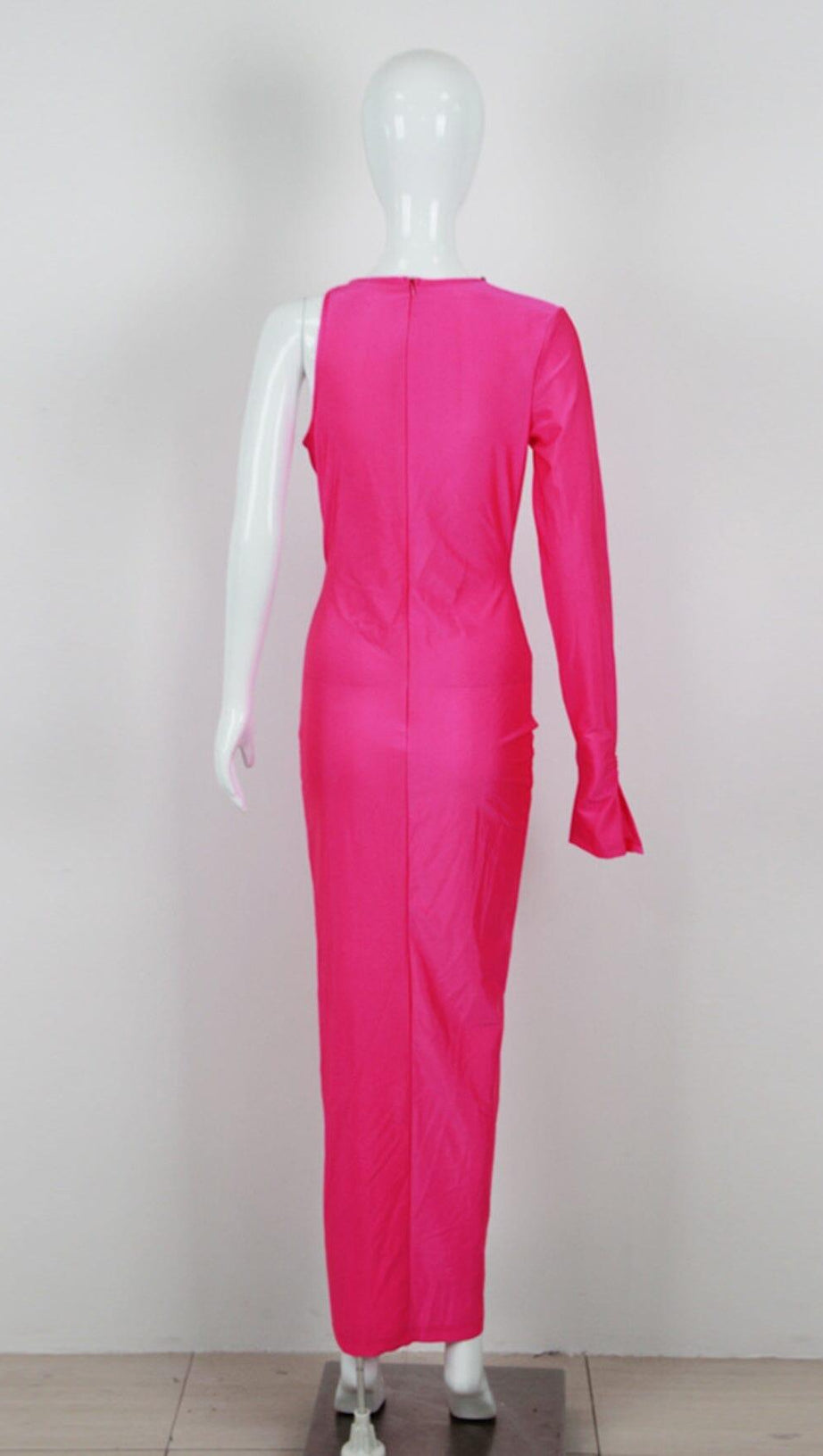 CRYSTAL FLOWER CUTOUT RUCHED DRESS