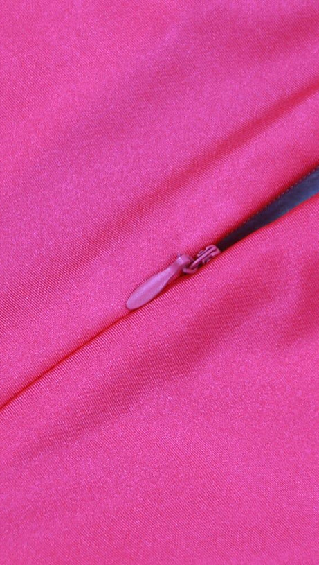 CRYSTAL FLOWER CUTOUT RUCHED DRESS