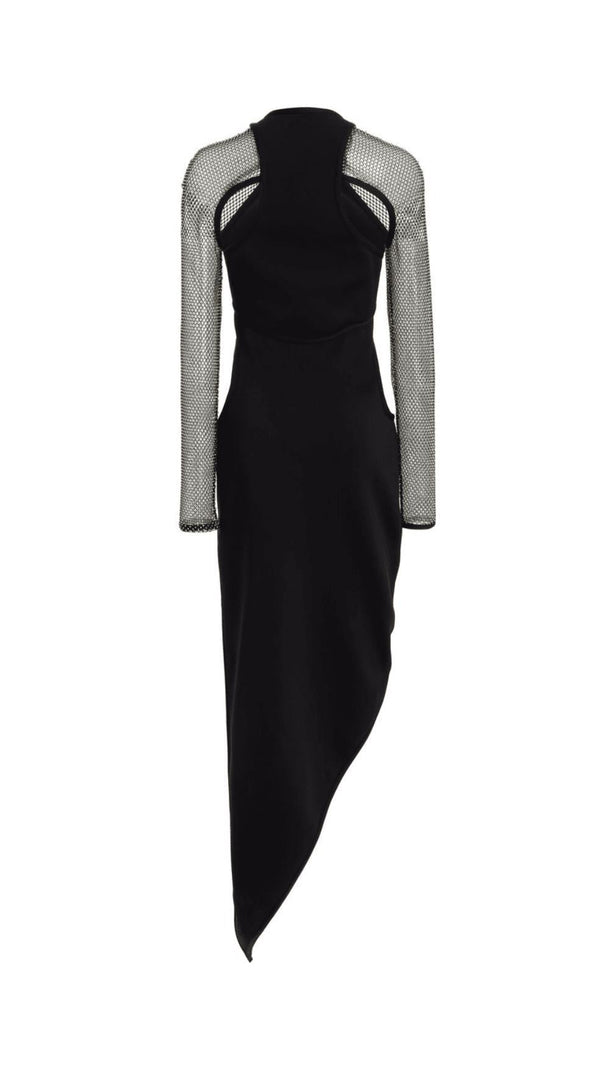 AIIZIE CRYSTAL MESH SLEEVE MAXI DRESS - product image