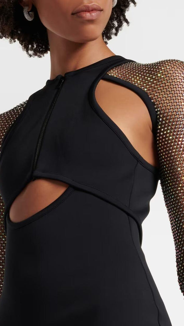 AIIZIE CRYSTAL MESH SLEEVE MAXI DRESS - product image