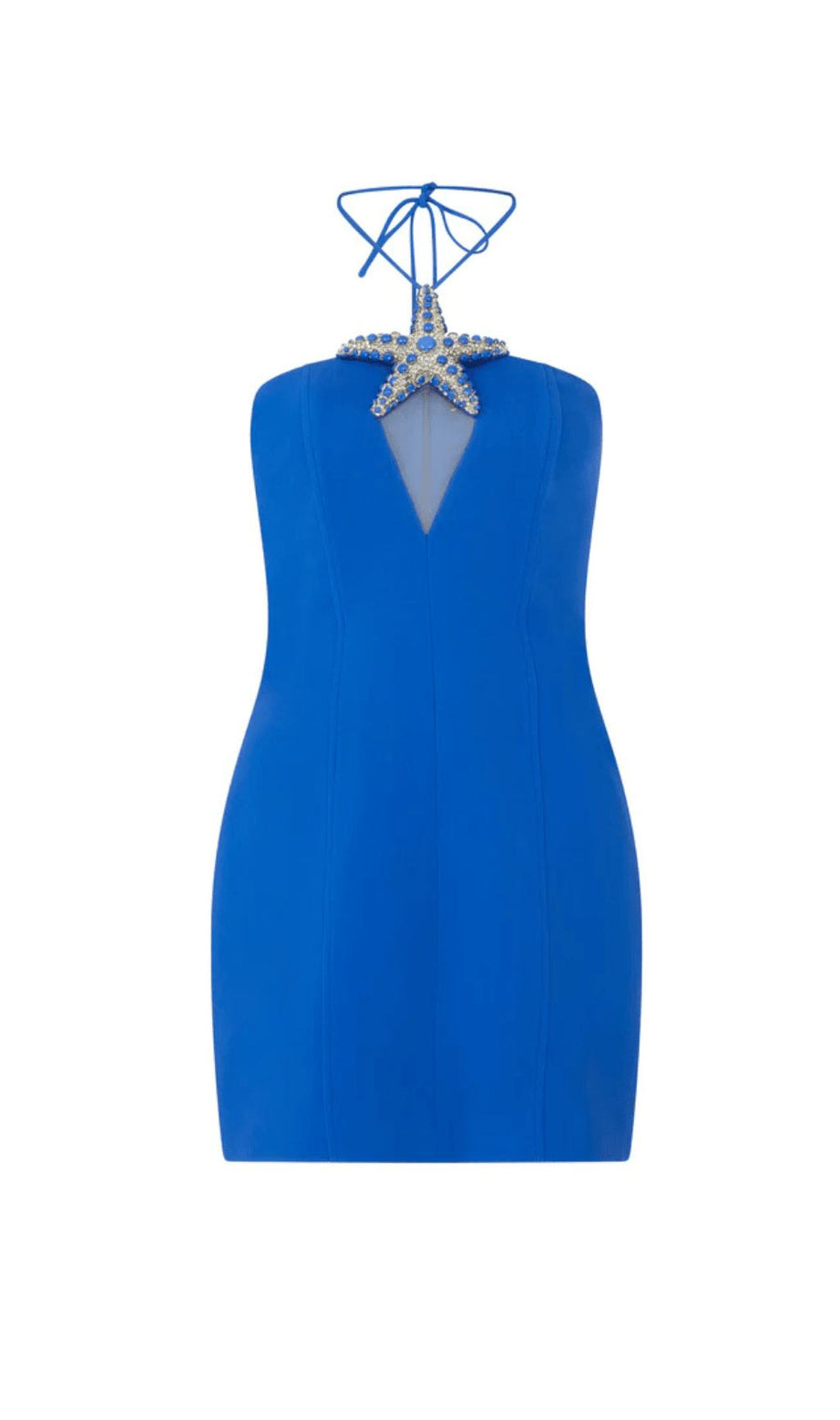 Schulterfreies Minikleid mit Kristall-Seesternen