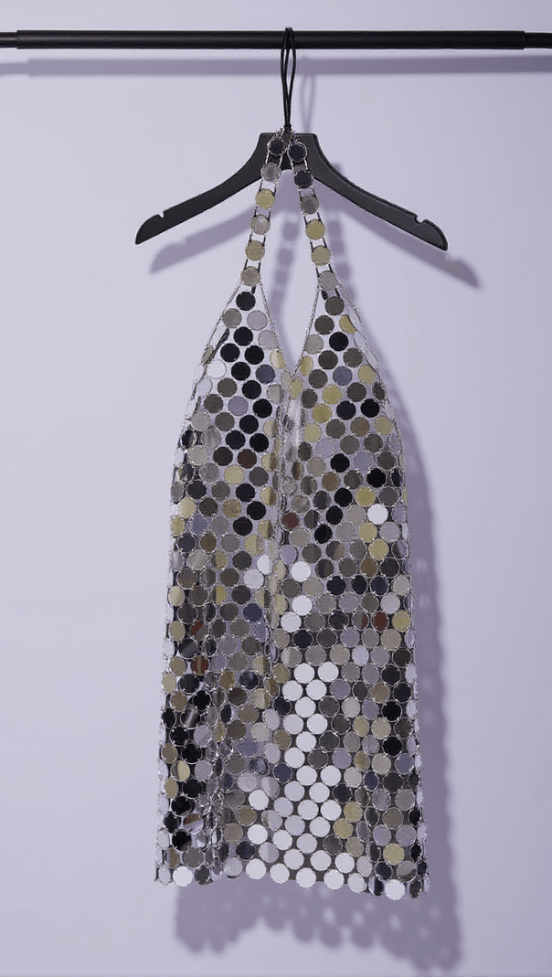 AIIZIE IRENE CHAINMAIL MINI DRESS IN SILVER - product image