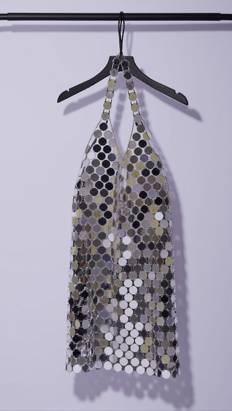 IRENE CHAINMAIL MINI DRESS IN SILVER