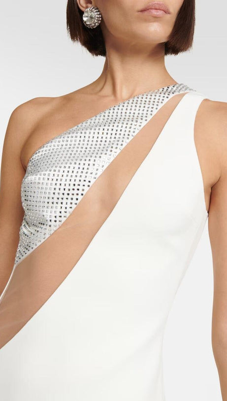 EMBELLISHED ONE-SHOULDER MINI DRESS