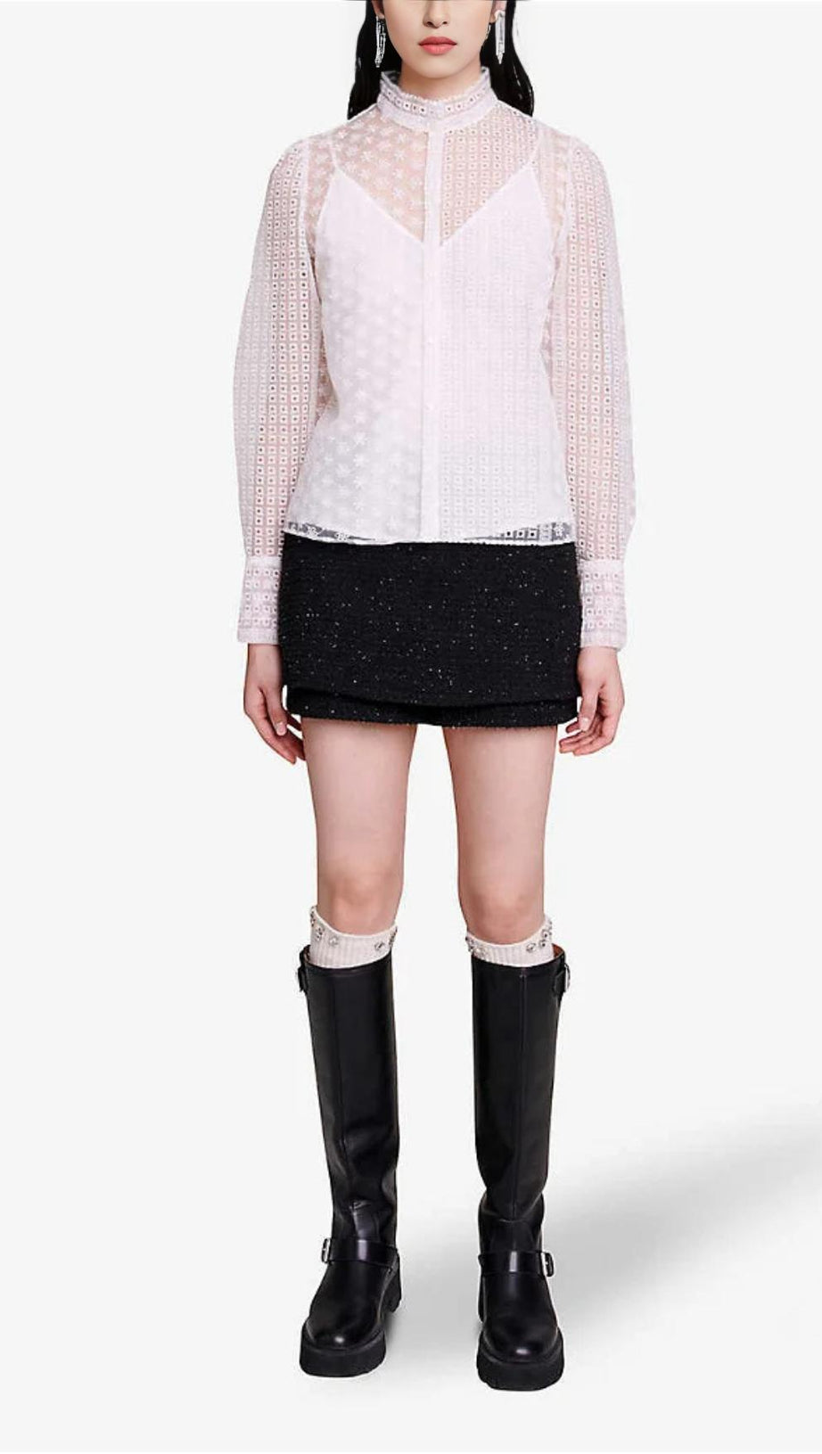 EMBROIDERED COTTON-BLEND SHIRT