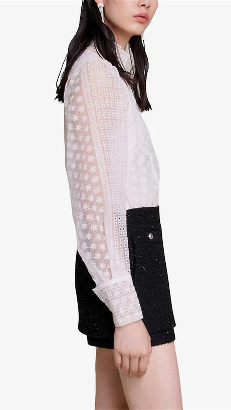 EMBROIDERED COTTON-BLEND SHIRT