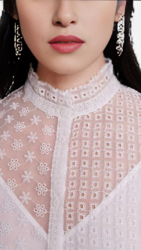 EMBROIDERED COTTON-BLEND SHIRT