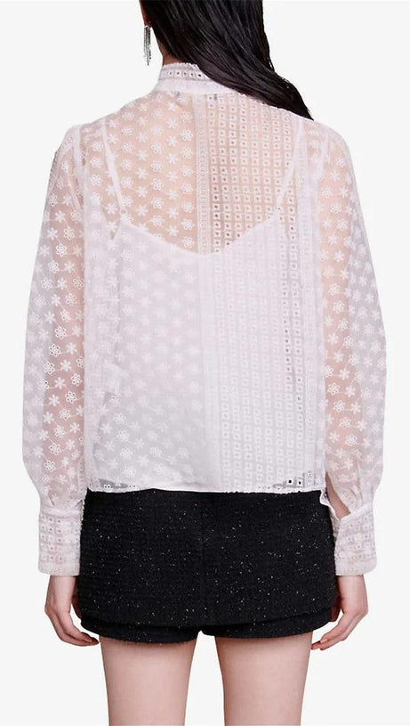 EMBROIDERED COTTON-BLEND SHIRT