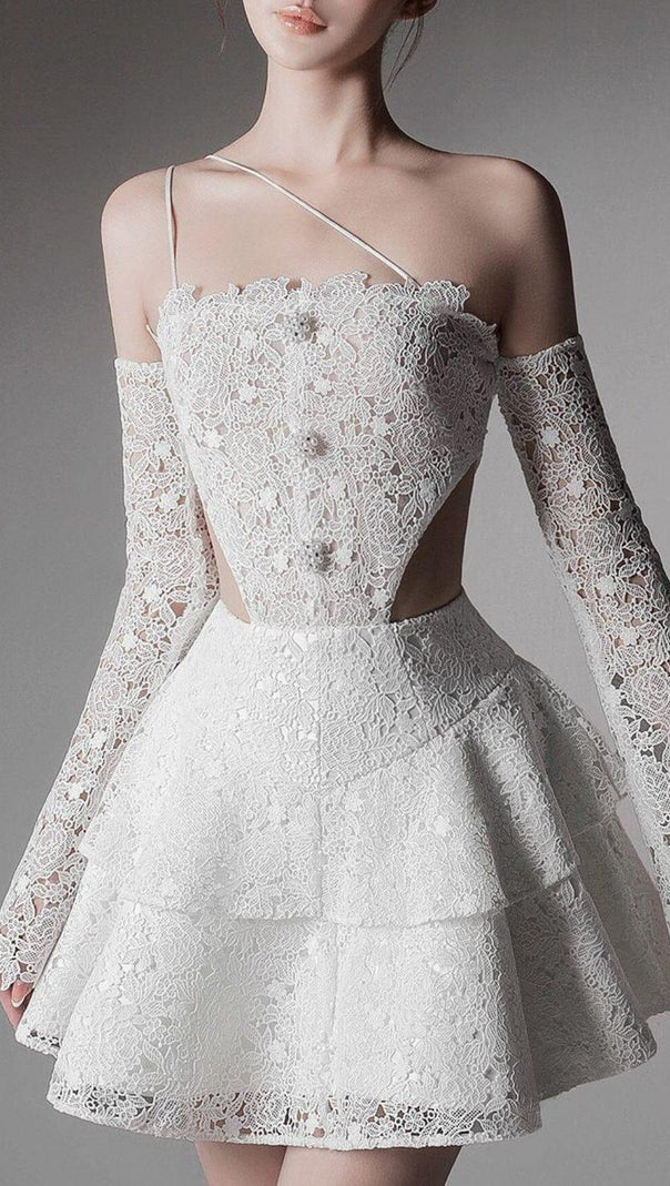 AIIZIE FLARE CUT-OUT LACE MINI DRESS - product image