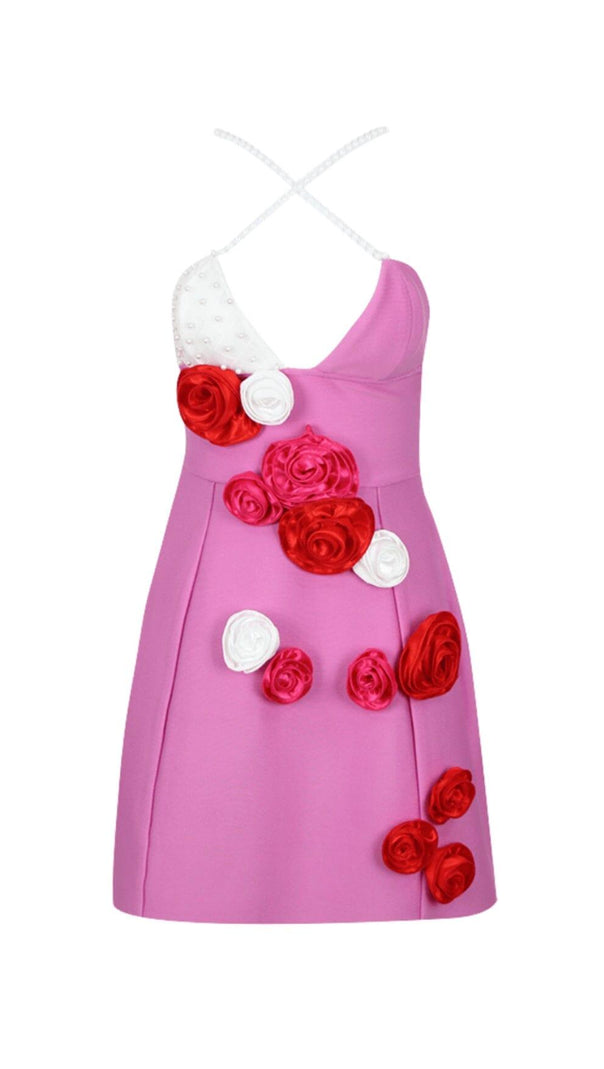 AIIZIE FLORAL EMBELLISHED PEARL STRAP MINI DRESS - product image