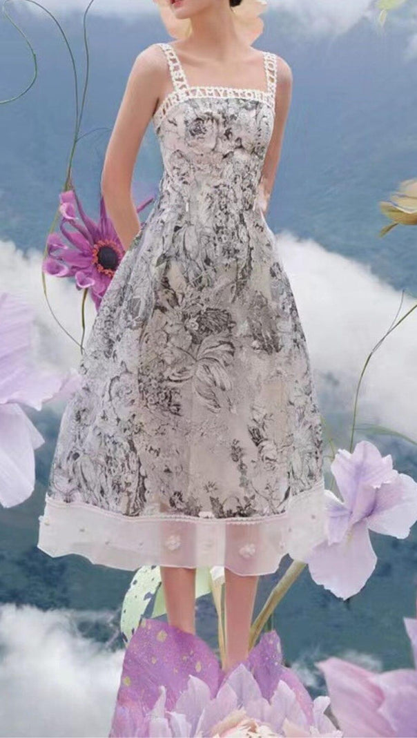 AIIZIE FLORAL STRAP BACKLESS MIDI DRESS - product image