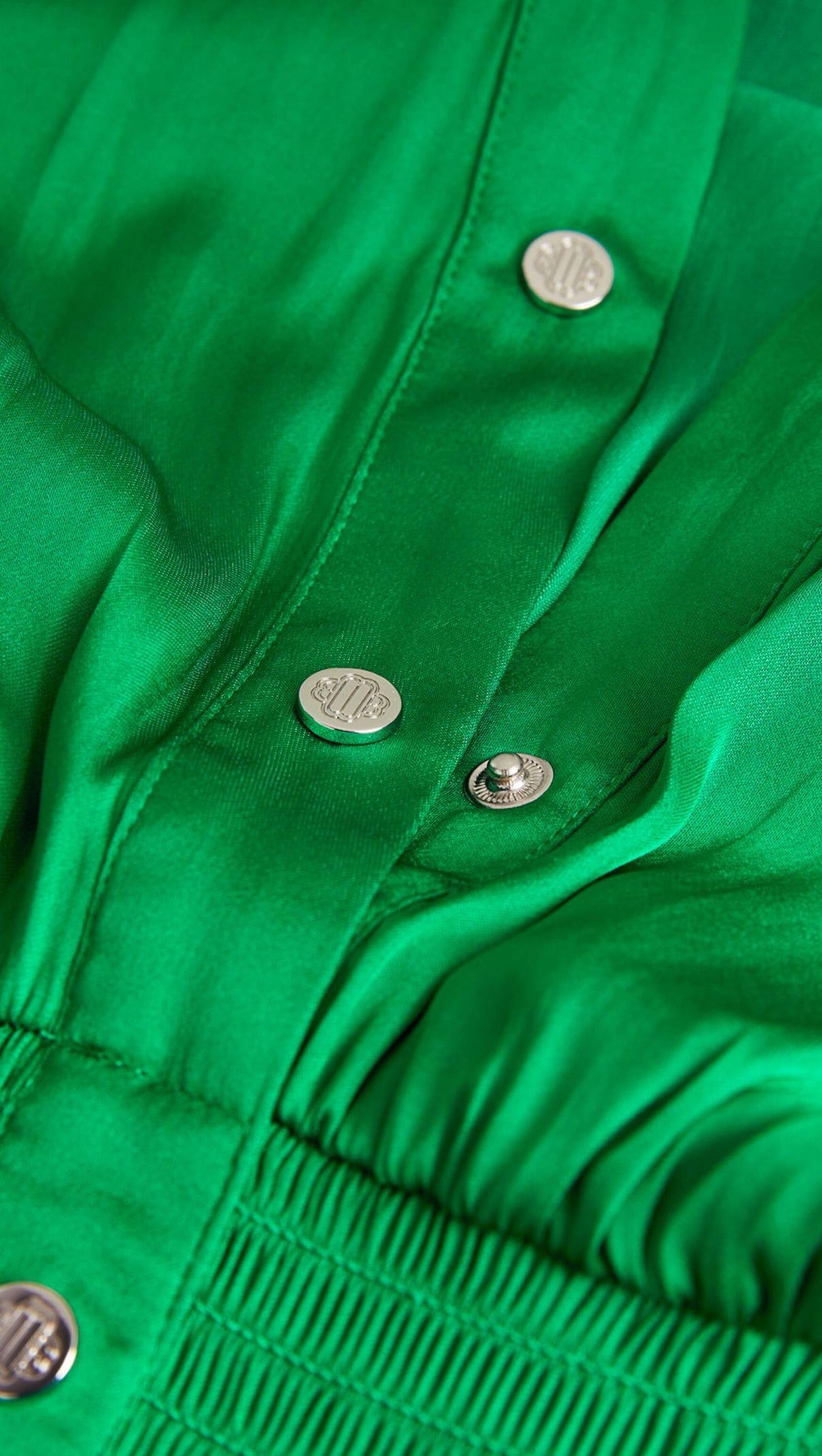 AIIZIE GREEN V-NECK SATIN MINI DRESS - product image