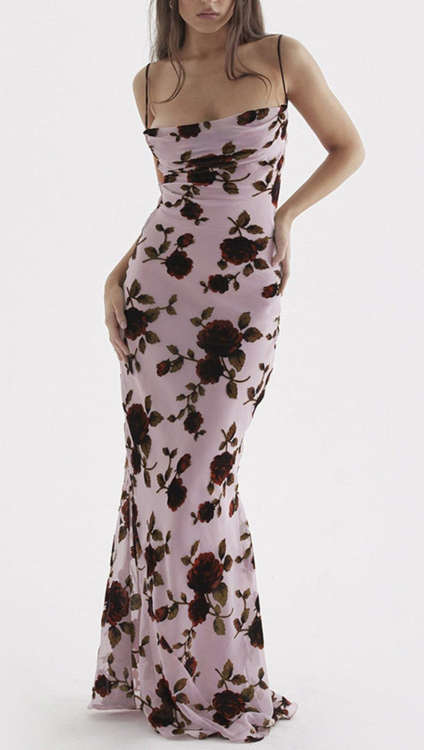 AIIZIE PINK DEVORE MAXI DRESS - product image