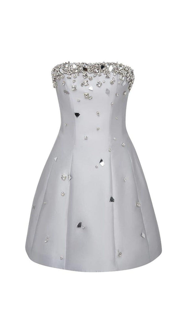 AIIZIE GREY CRYSTAL-EMBELLISHED STRAPLESS MINI DRESS - product image