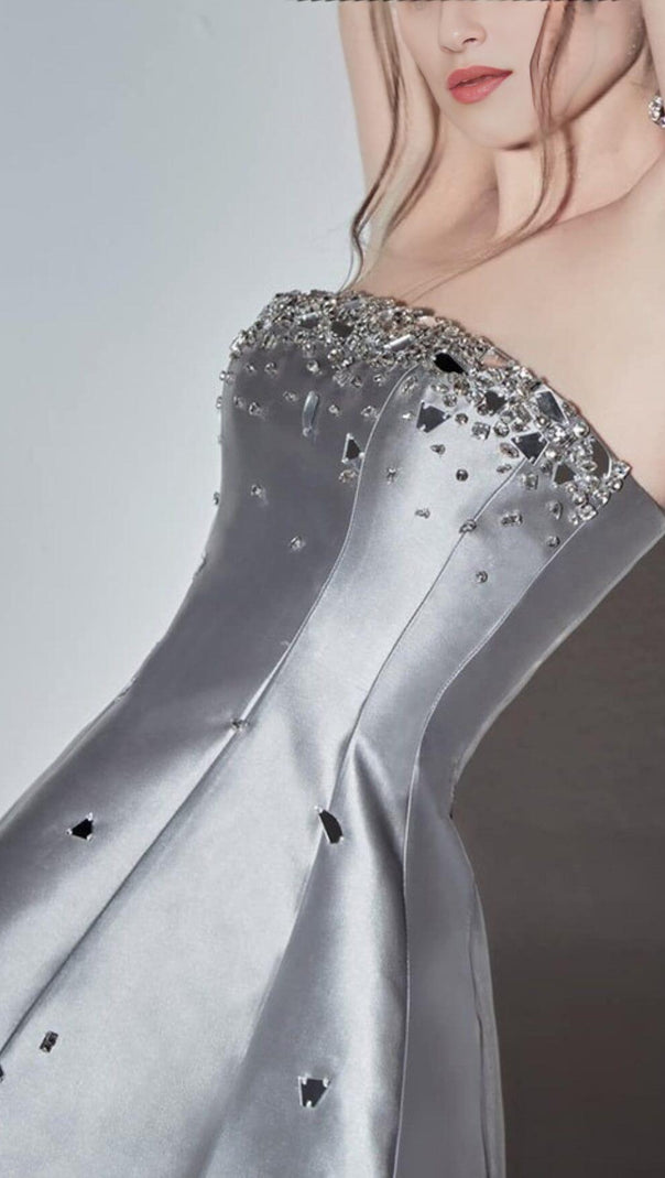 AIIZIE GREY CRYSTAL-EMBELLISHED STRAPLESS MINI DRESS - product image