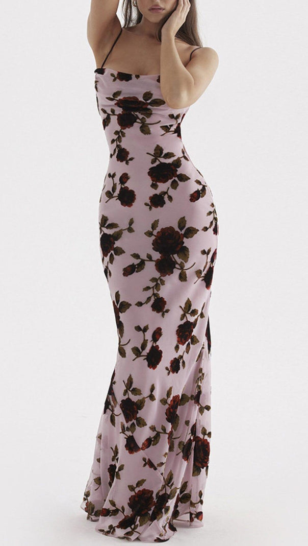 AIIZIE PINK DEVORE MAXI DRESS - product image