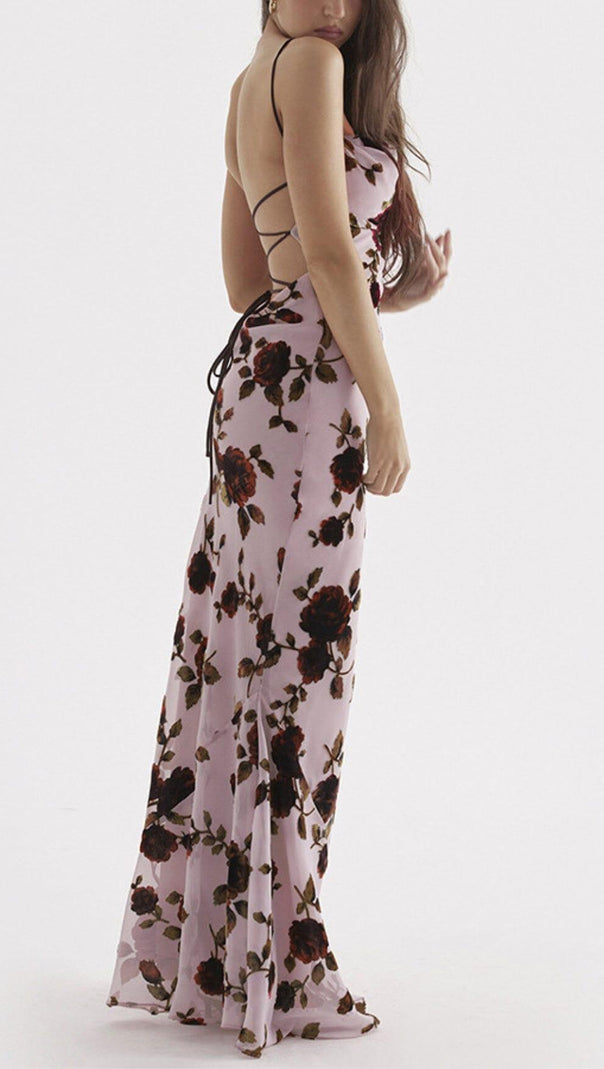 AIIZIE PINK DEVORE MAXI DRESS - product image