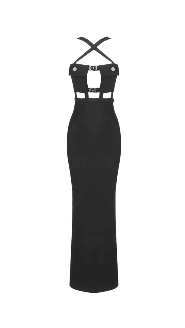AIIZIE HALTER POCKET BANDAGE MAXI DRESS - product image