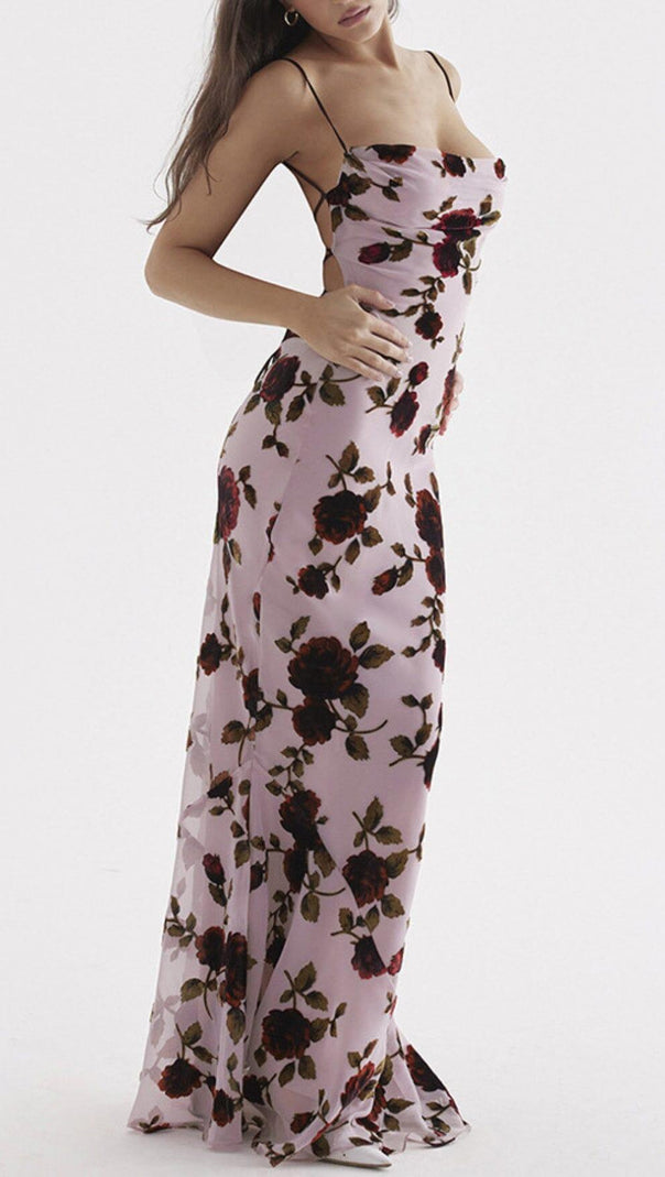 AIIZIE PINK DEVORE MAXI DRESS - product image