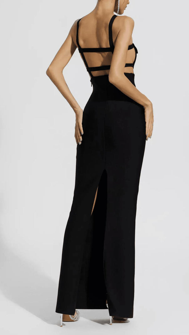 AIIZIE HALTER POCKET BANDAGE MAXI DRESS - product image