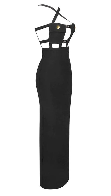 HALTER POCKET BANDAGE MAXI DRESS